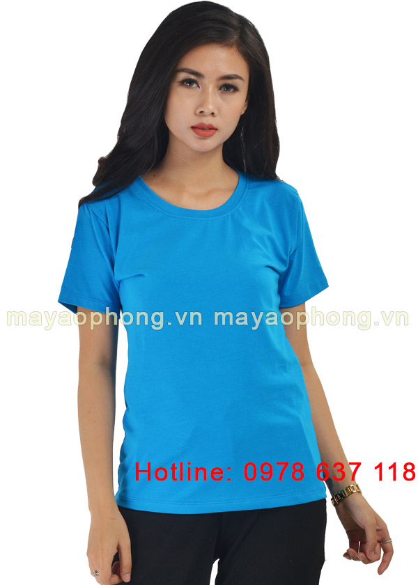 Áo phông cổ tròn - Màu xanh YA | Ao phong may san