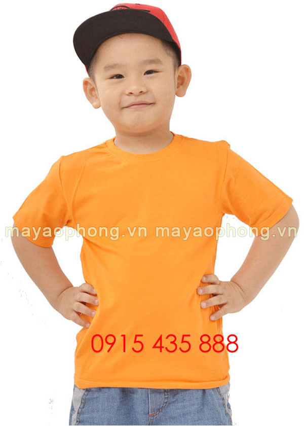 Áo phông trẻ em cổ tròn - Màu cam | Ao phong may san