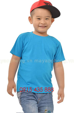 Áo phông trẻ em cổ tròn - Màu xanh da trời