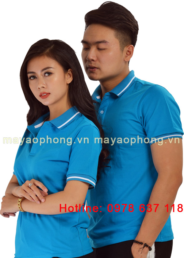 Áo phông polo xanh YA | Ao phong may san