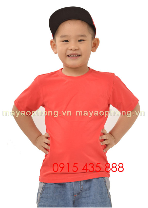 Áo phông trẻ em cổ tròn - Màu đỏ | Ao phong may san