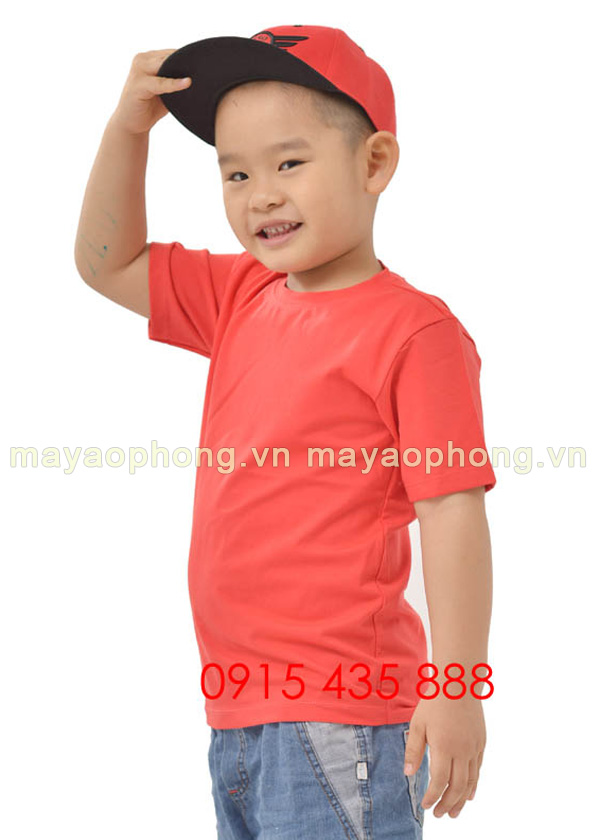 Áo phông trẻ em cổ tròn - Màu đỏ | Ao phong may san