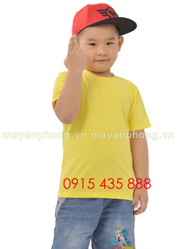 Áo phông trẻ em cổ tròn - Màu vàng | Ao phong may san