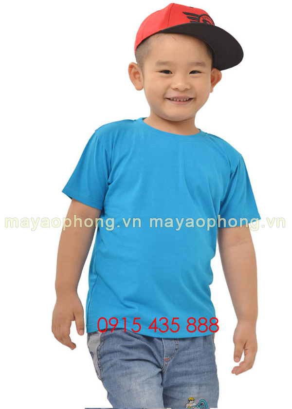 Áo phông trẻ em cổ tròn - Màu xanh da trời | Ao phong may san