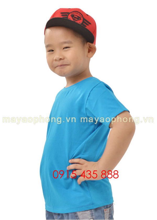 Áo phông trẻ em cổ tròn - Màu xanh da trời | Ao phong may san